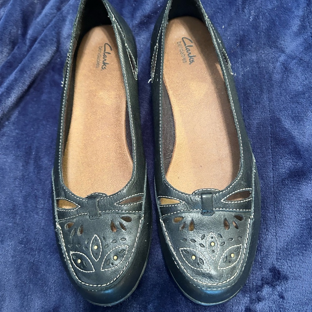 Clarks Dark Navy Flats